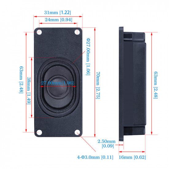3W 4Ω Miniature Loudspeaker for Arduino - JST Interface - UPGRADED - Generation 2