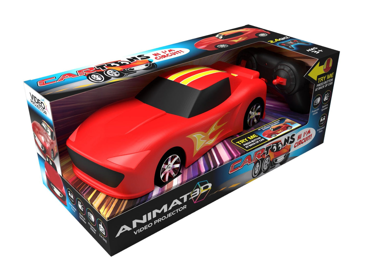 Cartoons Talking Animated Radio Control Red Race Car with Built in Projector & Speaker