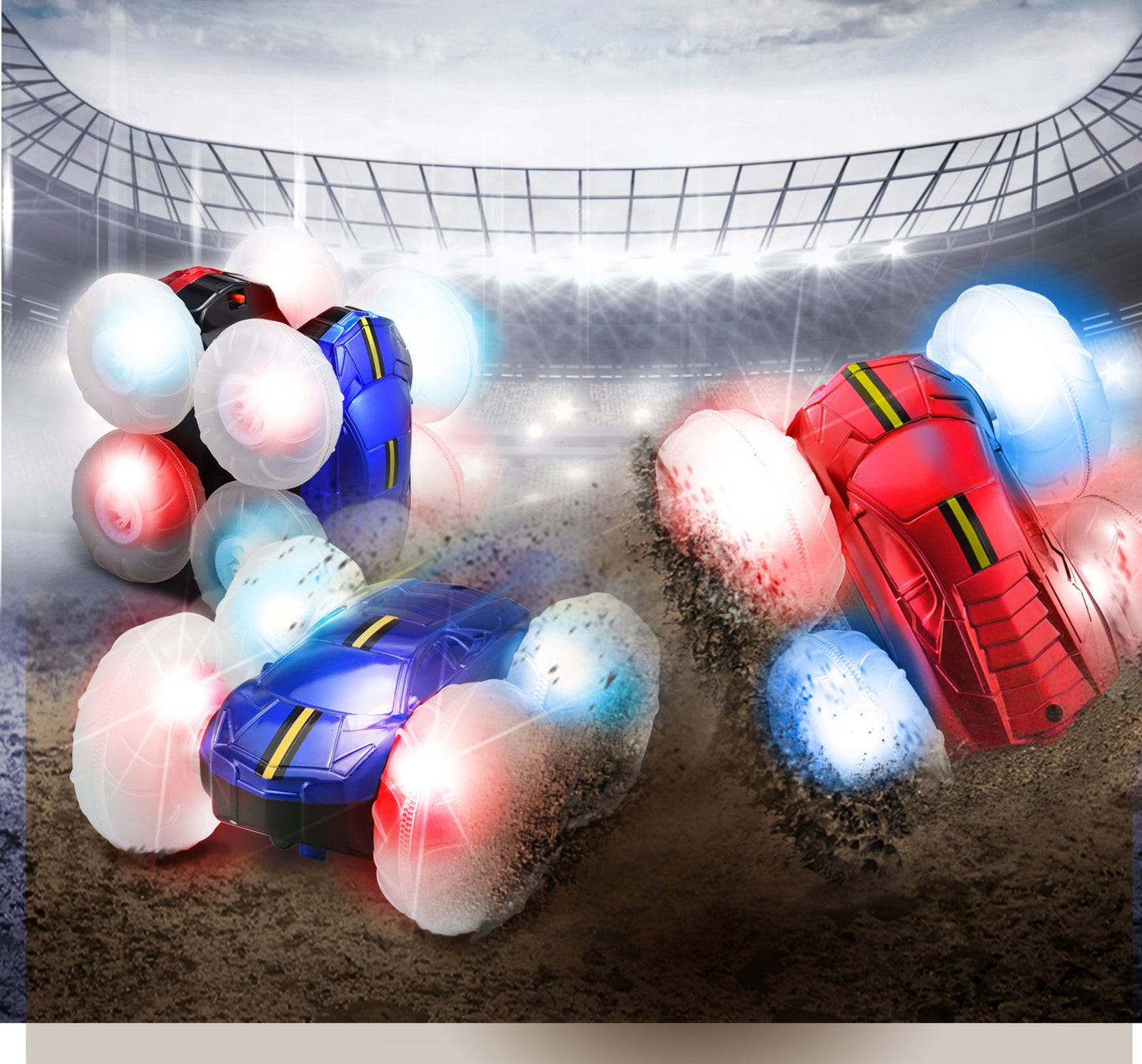 Turbo Twister Flip Racer Bright LED Light Up Stunt RC Remote Control Red Vehicle