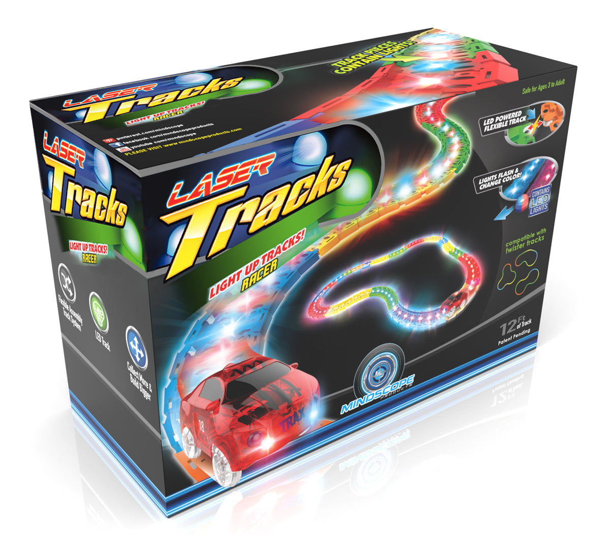 Twister Tracks LED Tracks 12' - Red Race Car Set