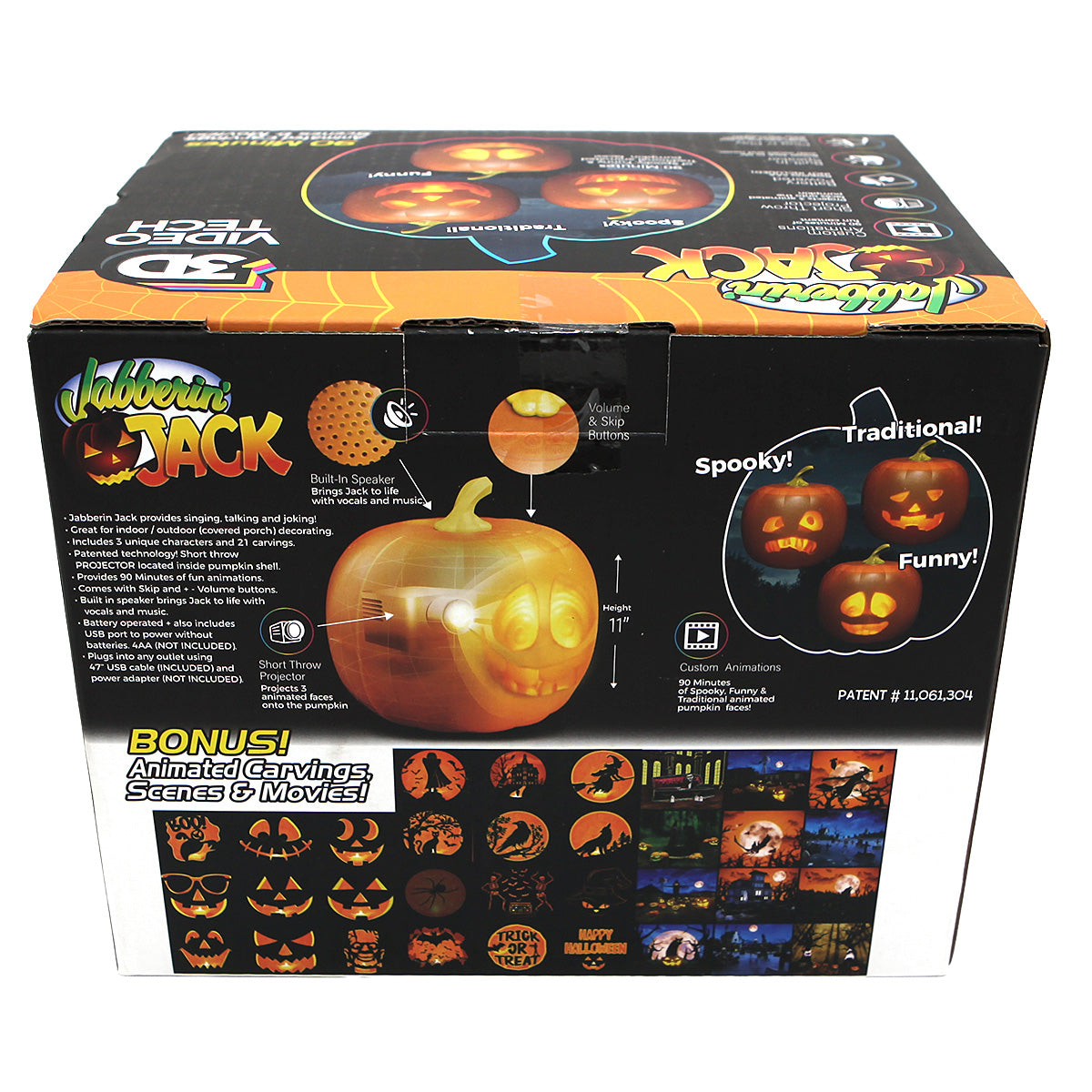 ANIMAT3D - Pumpkin Jack - The Talking Animated Pumpkin with Built-In Projector & Speaker