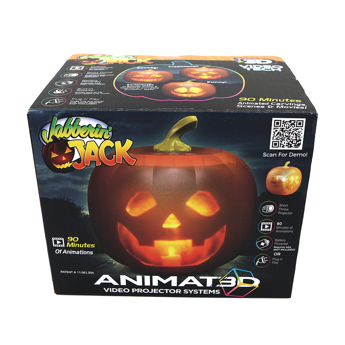 ANIMAT3D - Pumpkin Jack - The Talking Animated Pumpkin with Built-In Projector & Speaker