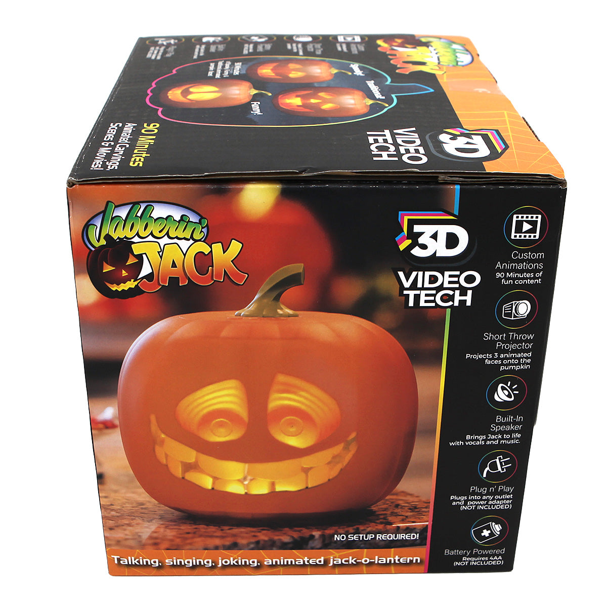 ANIMAT3D - Pumpkin Jack - The Talking Animated Pumpkin with Built-In Projector & Speaker