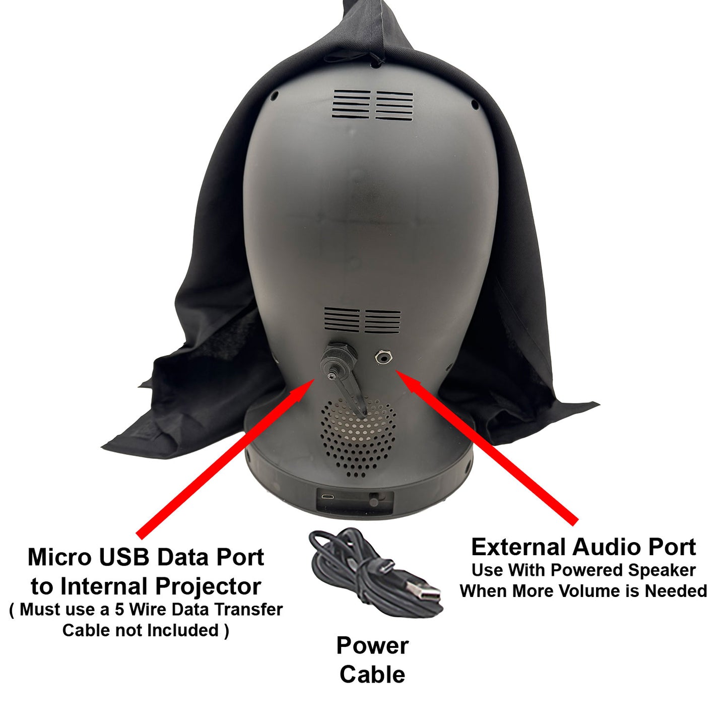 ANIMAT3D - Programmable Hauntley's Head with Audio Port - with Built-In Projector & Speaker