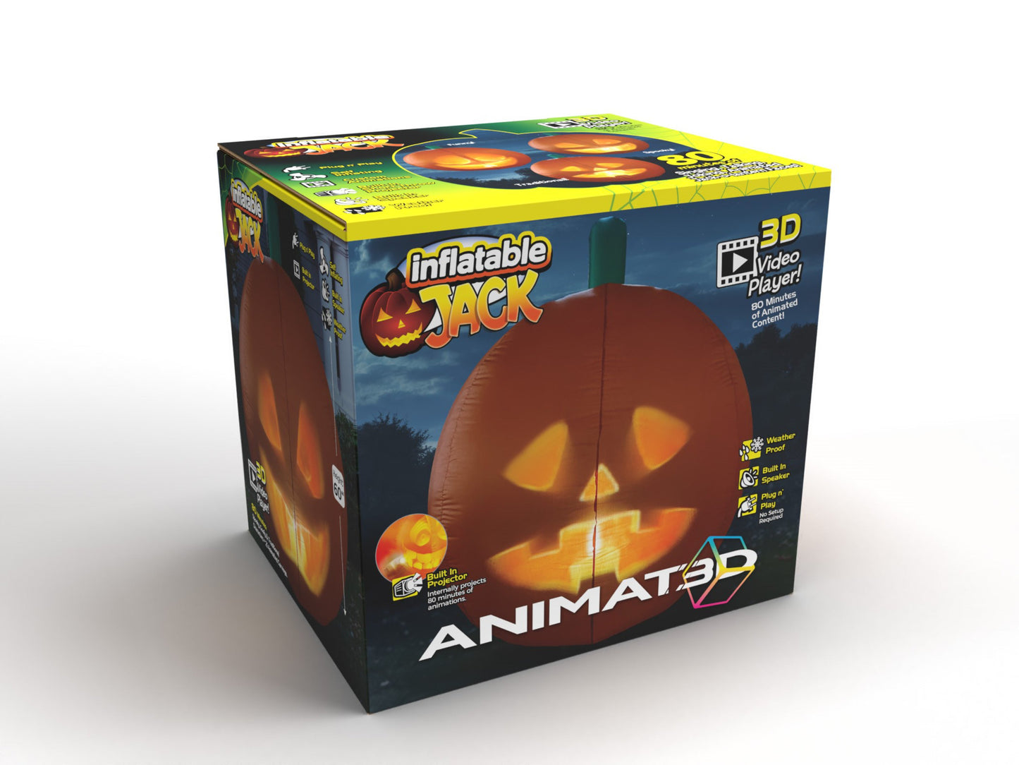 ANIMAT3D Inflatable Jabberin' Jack Talking Animated Inflatable Pumpkin with Built in Projector & Speaker Plug'n Play