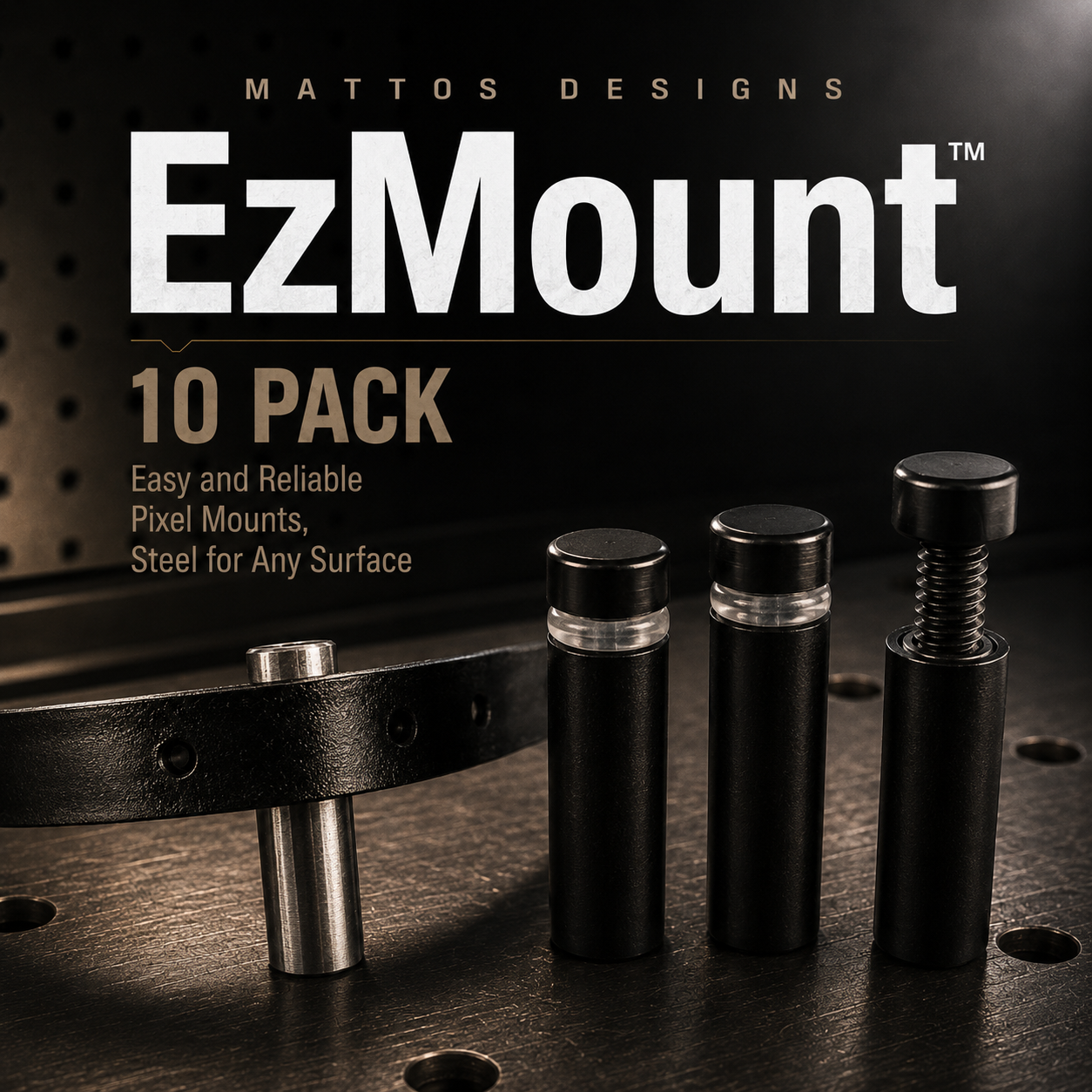 EzMount™ 10 Pack – Easy and Reliable Pixel Mounts,Steel for Any Surface