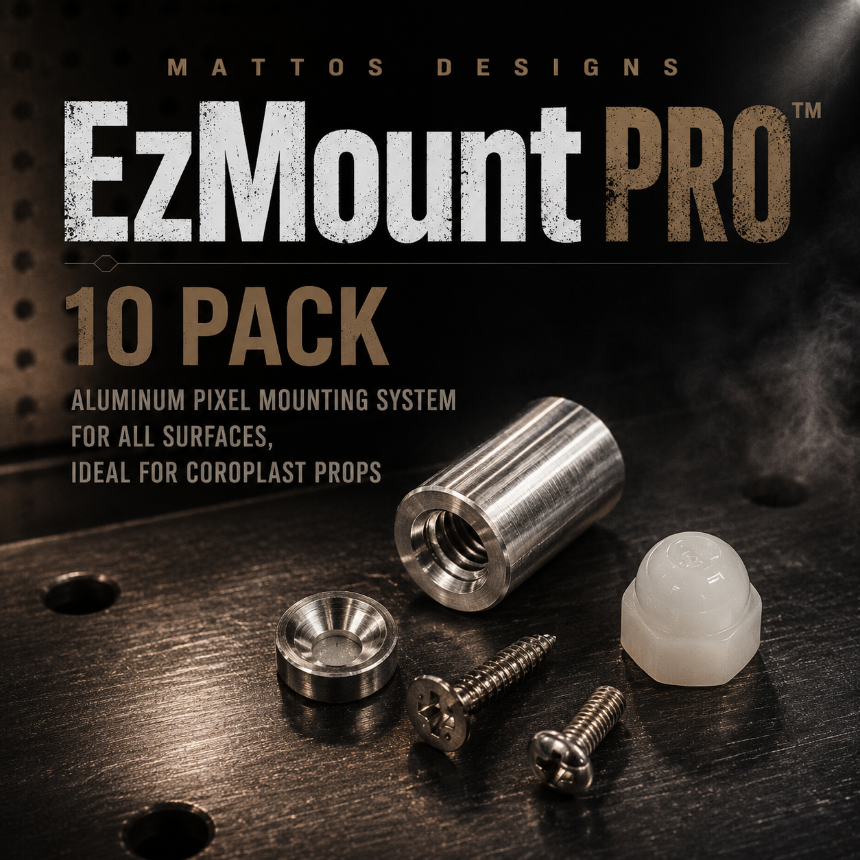 EzMount PRO™ 10 Pack – Aluminum Pixel Mounting System for All Surfaces, Ideal for Coroplast Props