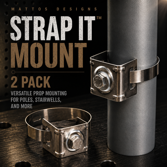 Strap IT Mount™ 2 Pack – Versatile Prop Mounting for Poles, Stairwells, and More