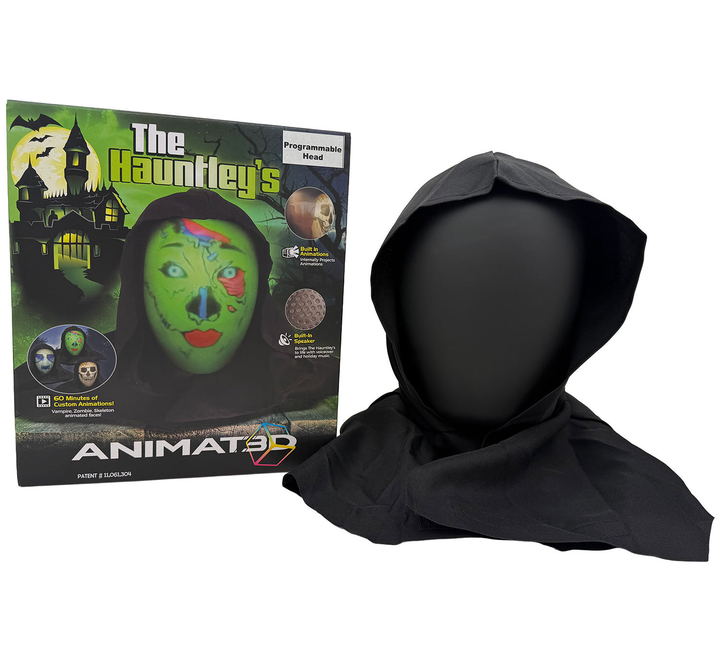 ANIMAT3D - Programmable Hauntley's Head - with Built-In Projector & Speaker